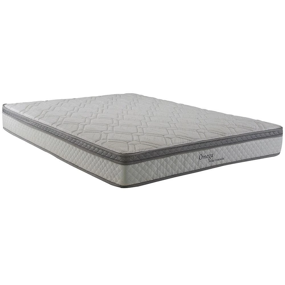 Colchão casal herval Ômega com pillow top e molas ensacadas 22x138x188cm – cinza/branco