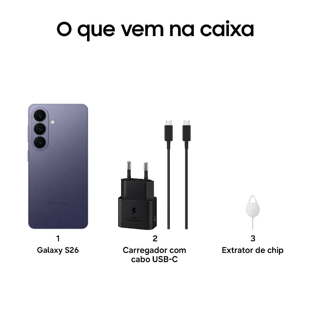 Smartphone samsung galaxy s26 5g tela 6.3" 256gb câmera 50mp - Violeta Smartphone samsung galaxy s26 5g tela 6.3" 256gb câmera 50mp