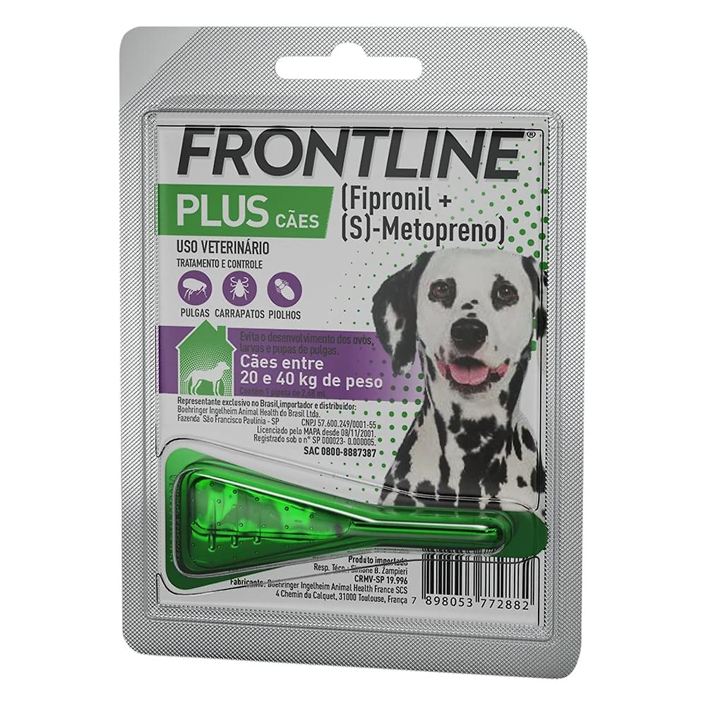Antipulgas e Carrapatos Frontline Plus - Cães de 20 até 40 Kg
