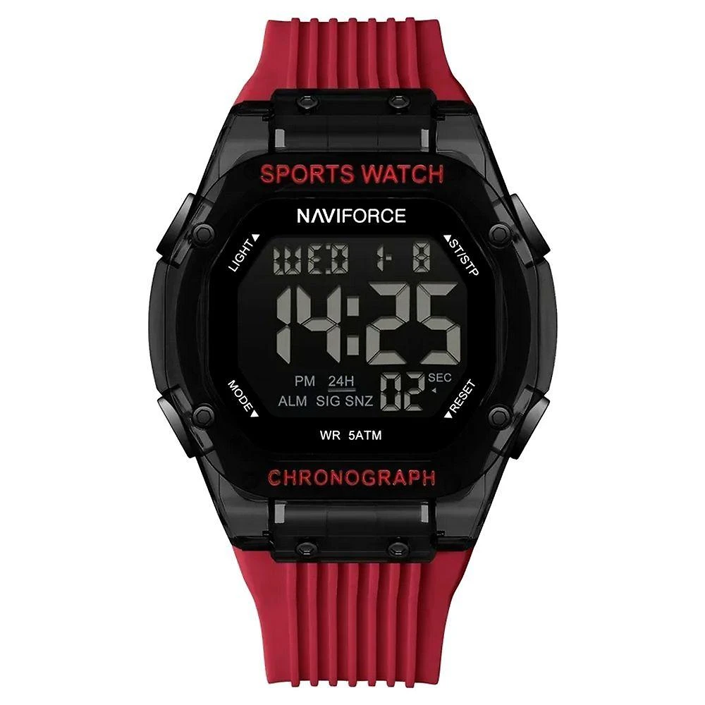 Relógio Digital Esportivo Luminoso Pulseira De Silicone 50m à Prova D'água Vermelho