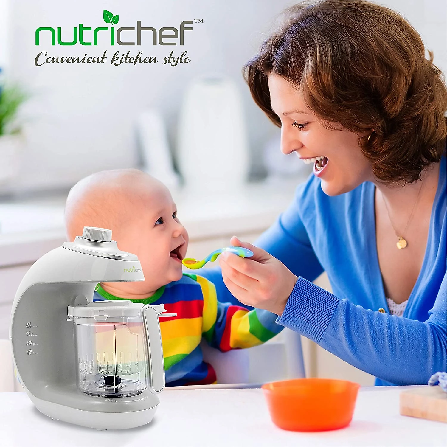 NutriChef Processador de Alimentos para Bebês 2 em 1 300mL430W c Temporizador