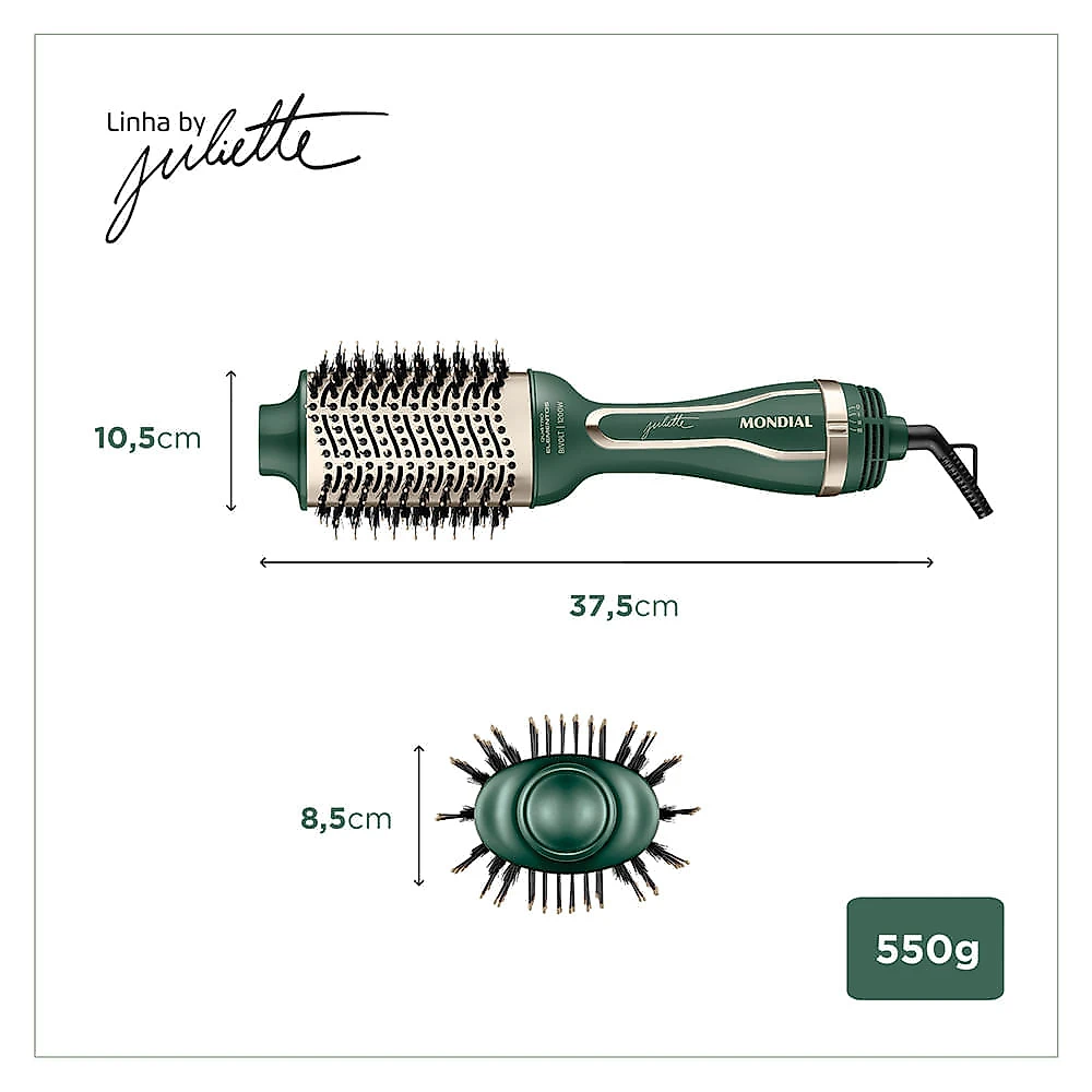 Escova Secadora By Juliette Mondial Verde Oliva 1200W Bivolt - ES-JU-02 BIV