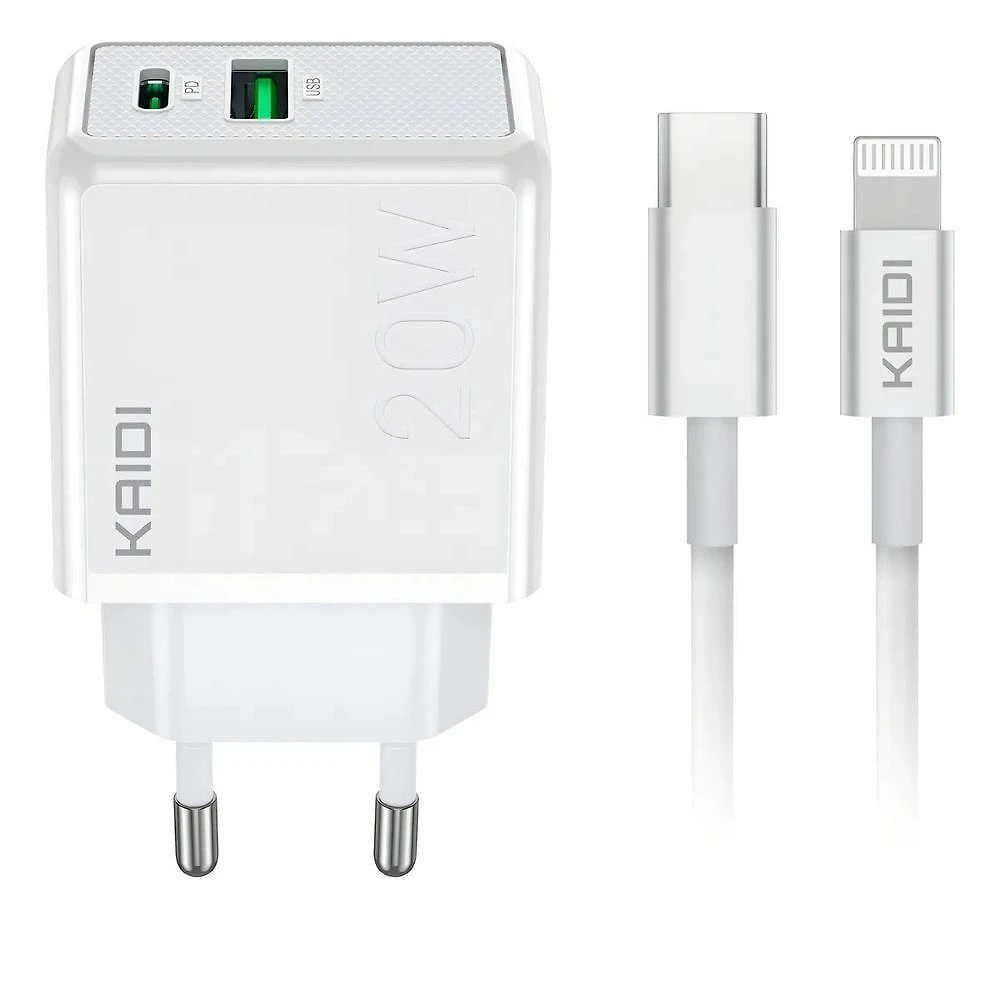 Carregador Lightning 20W Usb C MDM Kaidi com Proteção Branco