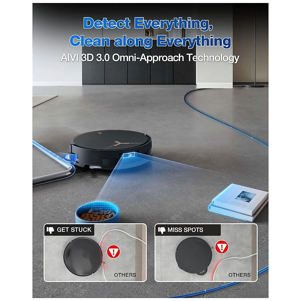 Aspirador Robô ECOVACS DEEBOT T50 MAX 18.500Pa com Estação 12-em-1 e Esfregão Auto Lift 18mm Preto