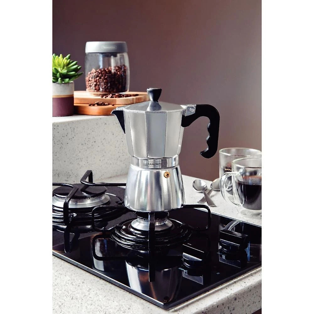 Cafeteira Expresso Italiana Tramontina Alumínio 320ML Prata para Fogão a Gás