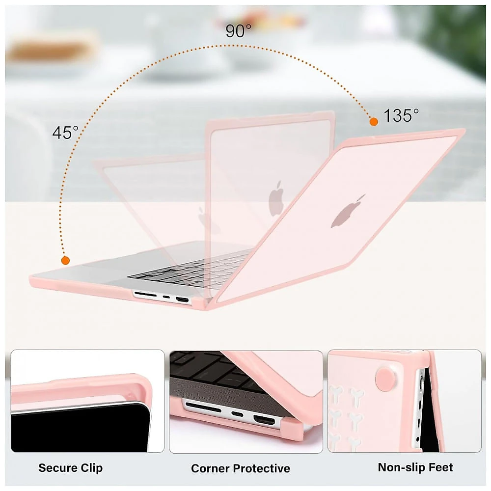 MOSISO Capa para MacBook Pro 16" 2025-2021 M4/M3/M2/M1, Hard Shell Anti-Risco com TPU, Filme de Teclado e Adaptador Type C, Rosa