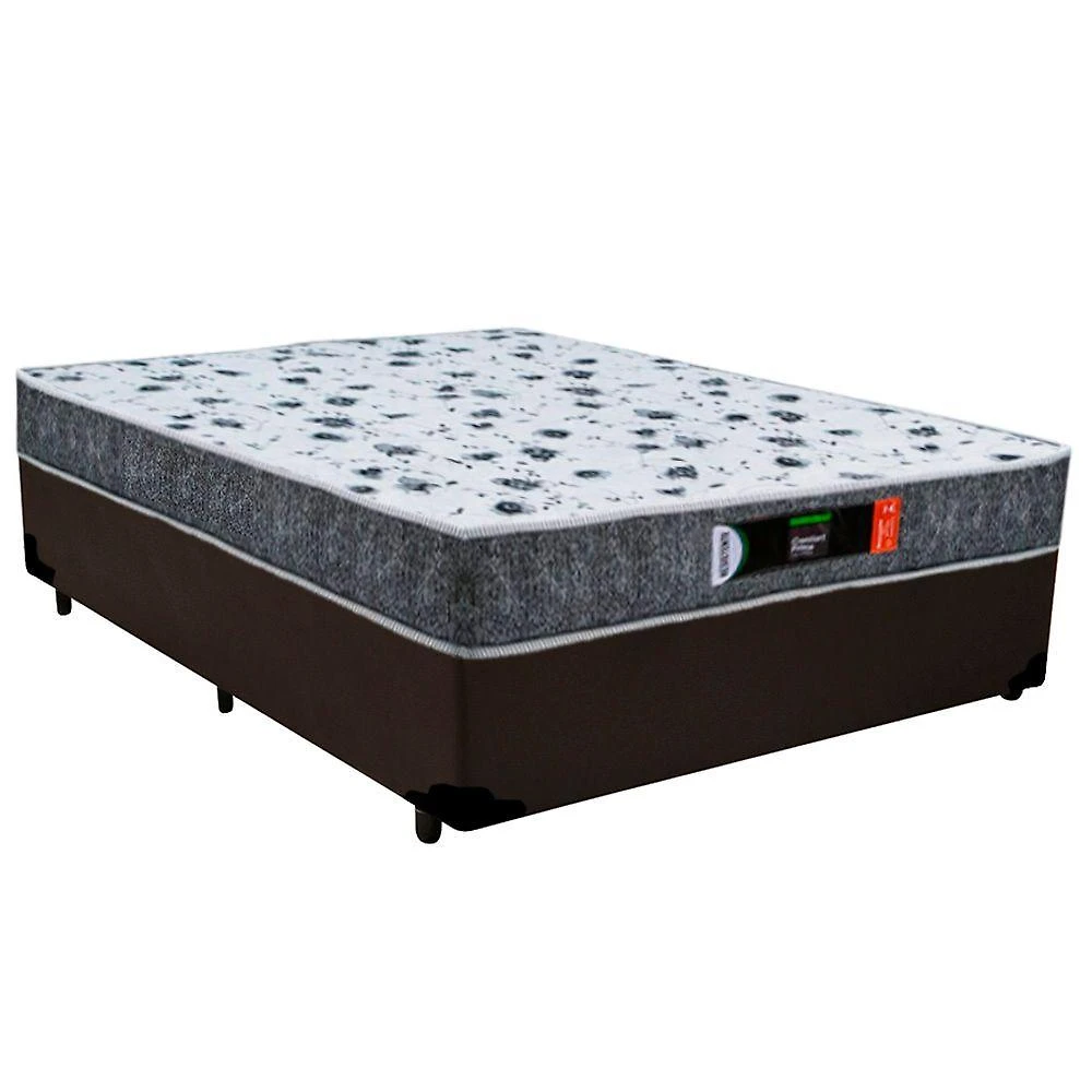 Cama Box Casal + Colchão Ortopédico Resistente Pró D28 Prime Colchões 138x188x60 Cor:marrom