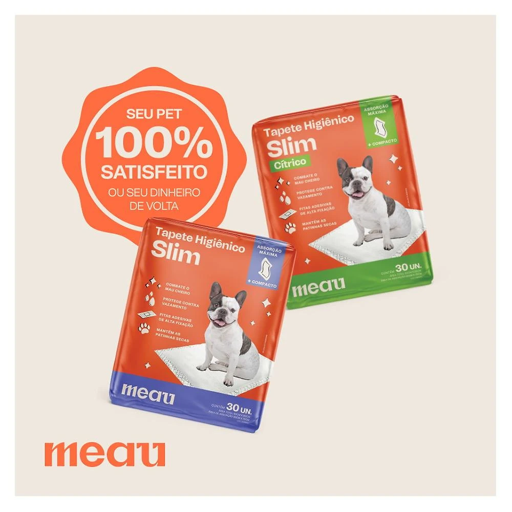 Miniatura Tapete Higiênico Meau Slim para Cães - 90 Unidades (3 Pacotes)
