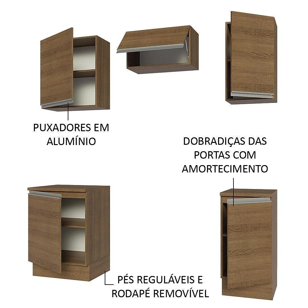 Armário De Cozinha 160Cm Rustic Glamy 07 Rustic