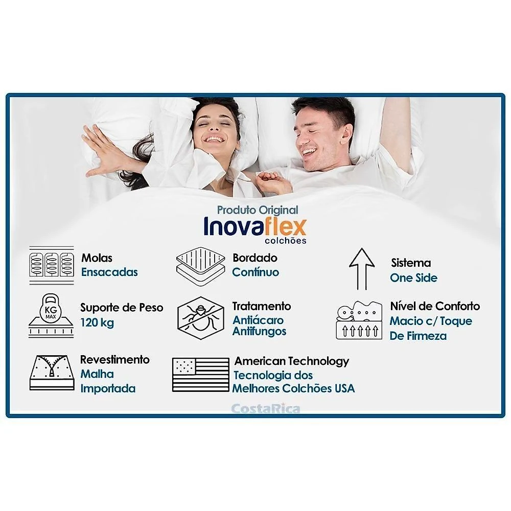 Cama Box Baú Casal + Colchão Ortopédico Inovaflex Star