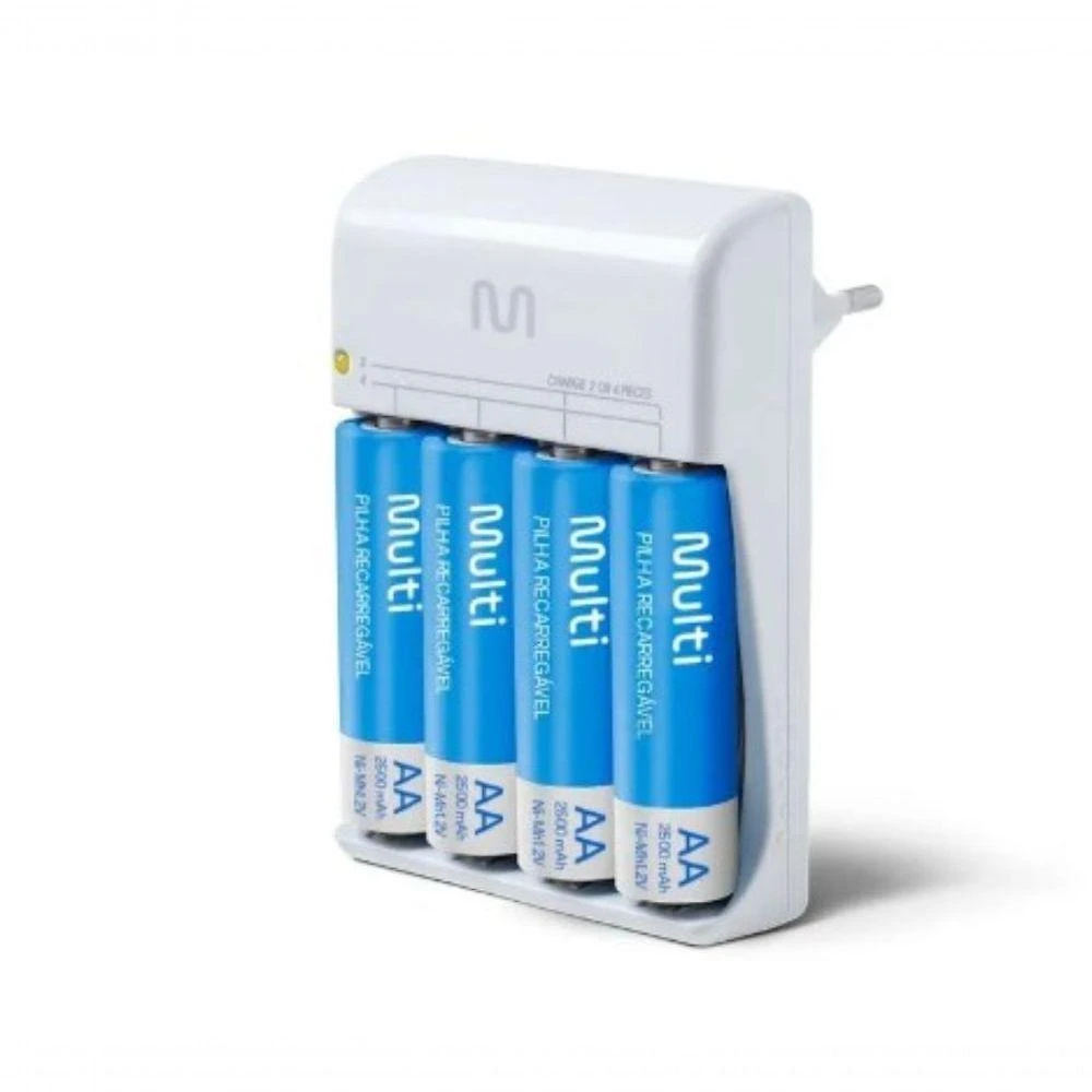 Carregador de Pilhas Multi RM02 CB054 Bivolt AA 2500mAh Cinza com 4 Unidades