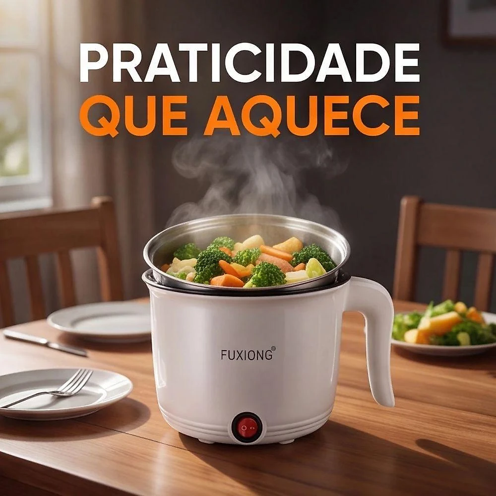 Panela Elétrica Multiuso Fred Store Panela Elétrica Multiuso 1.8L 600W Cozinha Vapor 110V
