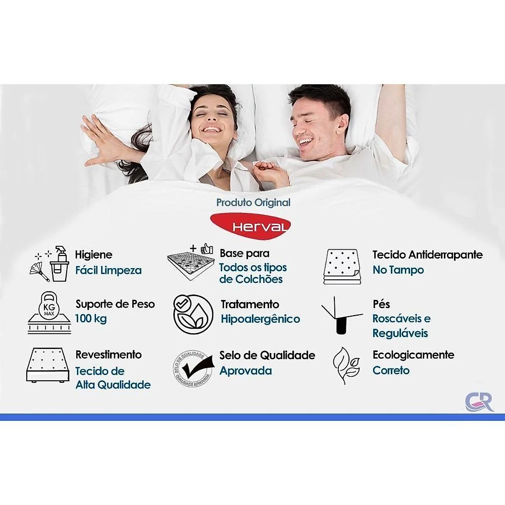 Cama Box Casal com 2 Auxiliares MH1453 Black Estrutura em Madeira Preto Herval webcontinental-7899285943415