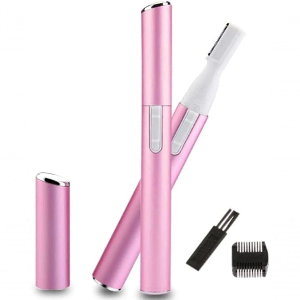 Depilador E Aparador Feminino Sombrancelha Nariz Caneta Rosa