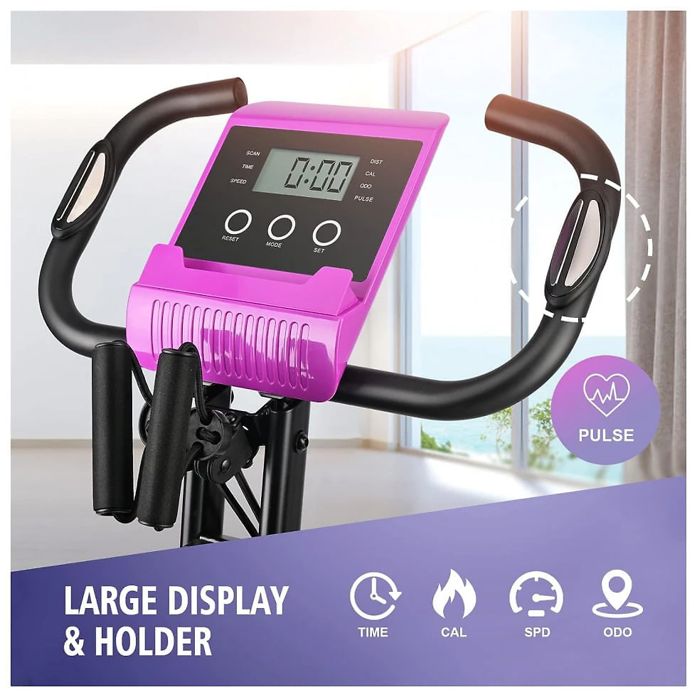 Miniatura Bicicleta Ergométrica com Tela Digital e 8 Velocidades, TECHMOO, Rosa 110v