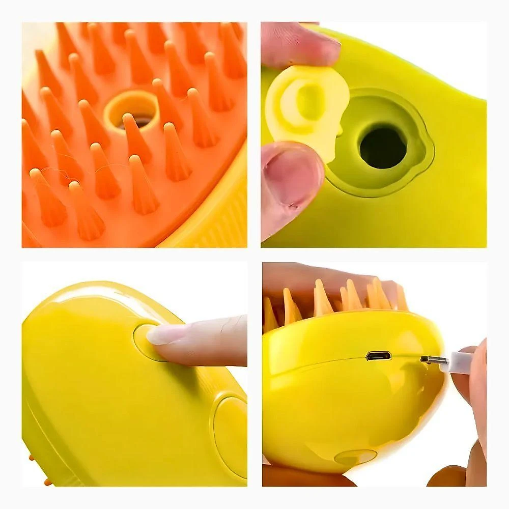 Escova Autolimpante a Vapor 3 em 1 para Pets Utibom para Gatos e Cães com Spray