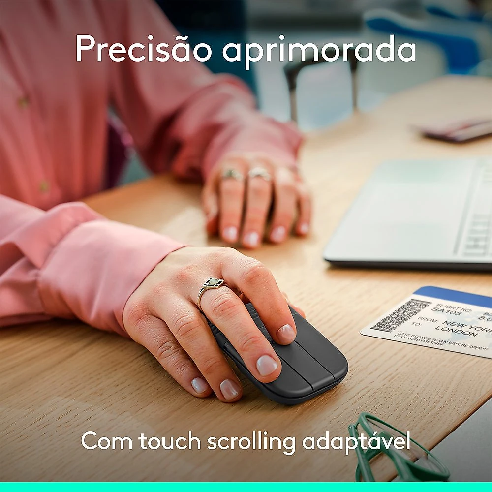 Mouse Sem Fio Logitech Mobi Fold Dobrável com Touch scroll e 4K DPI Grafite - 910-007601