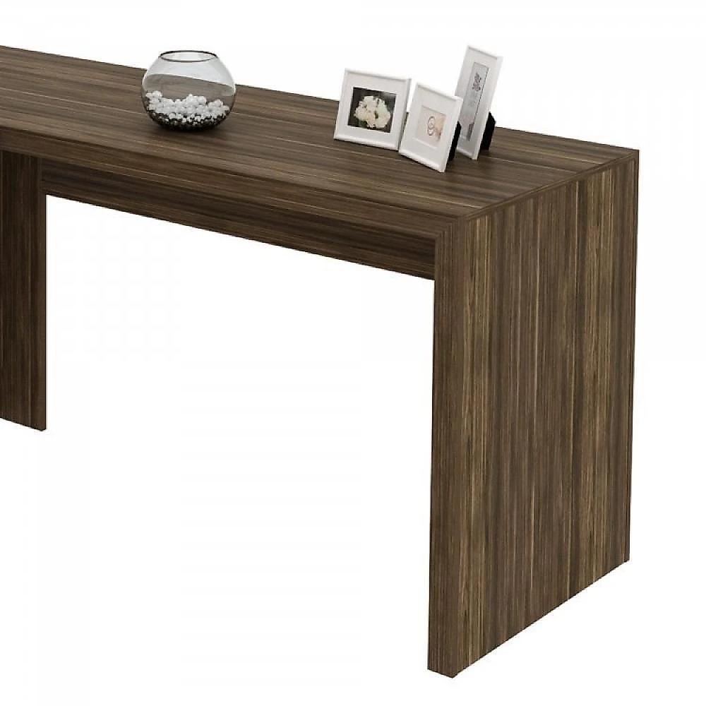 Kit 3 Peças com Mesa para Escritório em L, Estante Livreiro Aberta e Estante com 2 Portas Conjunto Home Office 3 Peças com 1 Mesa para Escritório em L 2 Estantes Espresso Móveis Nogal