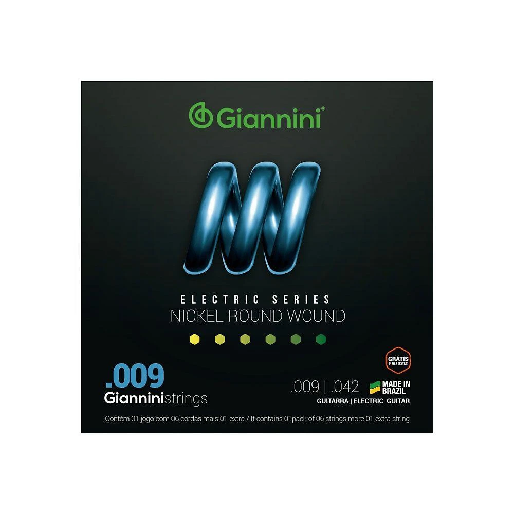 Encordoamento Guitarra GEEGST9 Super Leve 009 Nickel Round Wound Giannini