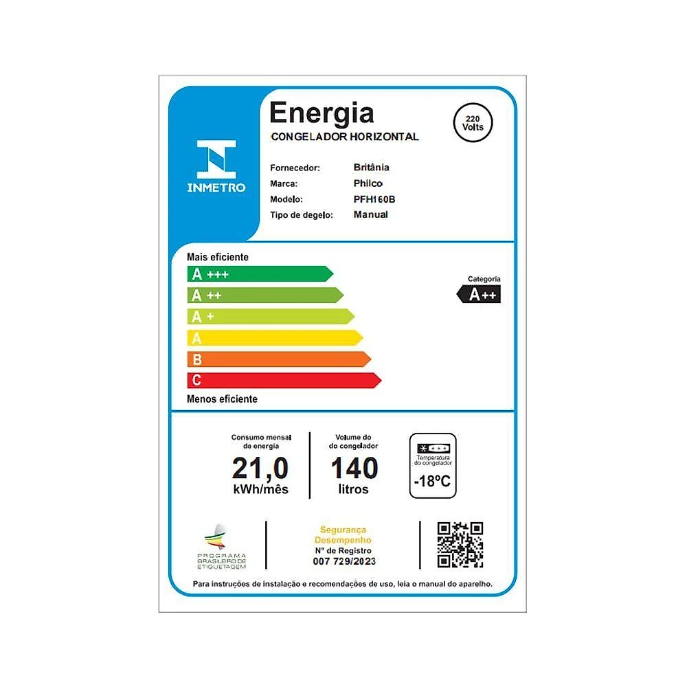 Freezer Horizontal 140L Philco PFH160B Dupla Função 220V