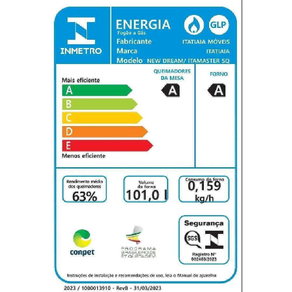 Fogão itatiaia new dream piso 5 bocas preto tripla chama bivolt 3700000325