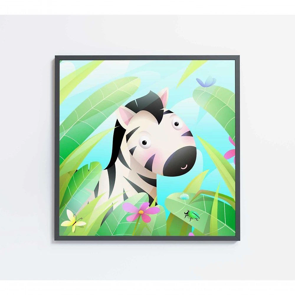 Quadro Infantil Zebra Medidas 60x60 Cm Impressão Adesivo Fotográfico