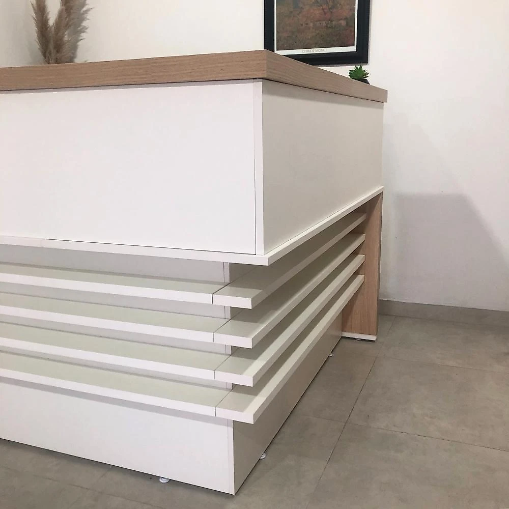 Balcão de Atendimento para Escritório/Recepção em L - Elegante e Funcional 147,7x147,7cm Balcão para Escritório Atendimento Recepção em L 147,7cm Executiva Artany Carvalho/Branco