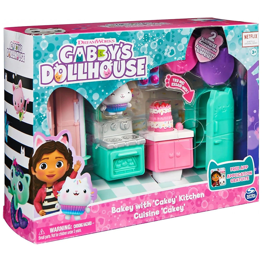 Cozinha do Bakey com Cakey da Casa de Bonecas da Gabby's Dollhouse, com Boneco e 3 Acessórios