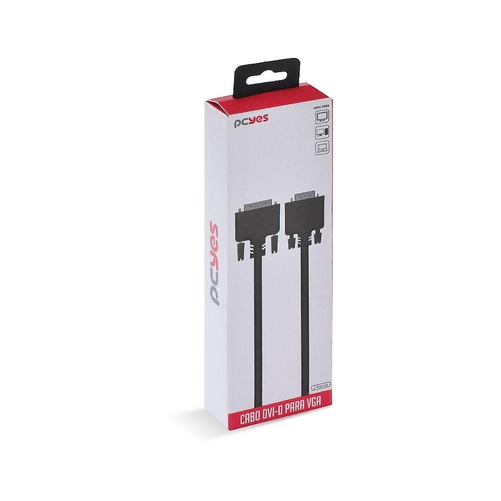 Cabo DVI para VGA PDVM15-2 24+5 Pinos Macho 2M 28 AWG Até 1280X1024P Pcyes