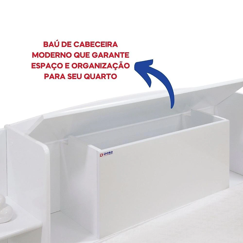 Quarto Infantil Completo com Guarda-roupa Cama 100% Mdf e Cômoda Angel Branco