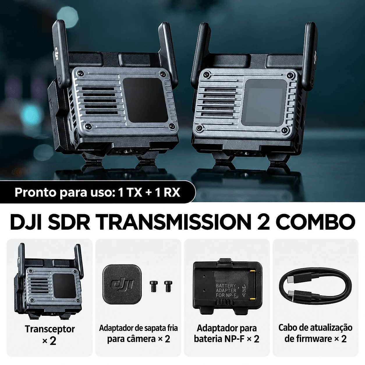 Kit Transmissor e Receptor DJI SDR Transmission 2 Combo 4K/60fps HDR