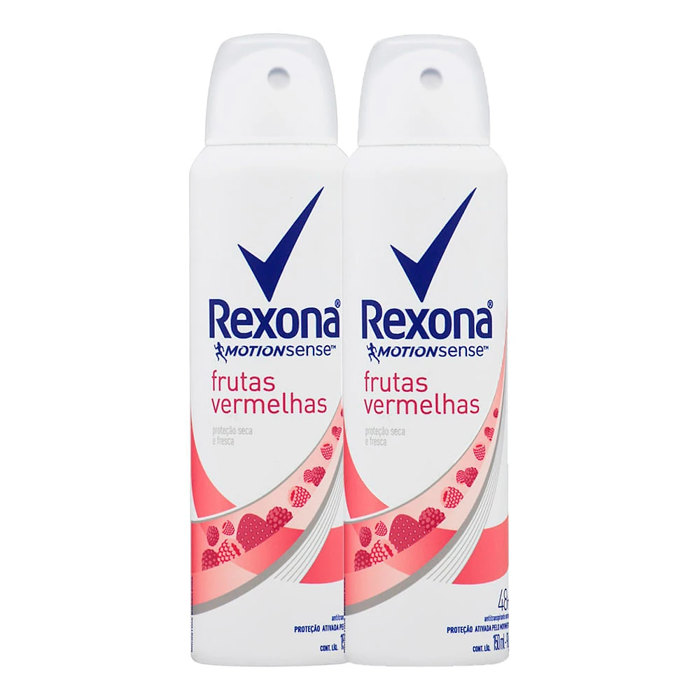 Desodorante Rexona Frutas Vermelhas Aerosol Antitranspirante 48h 150ml | Kit com duas unidades