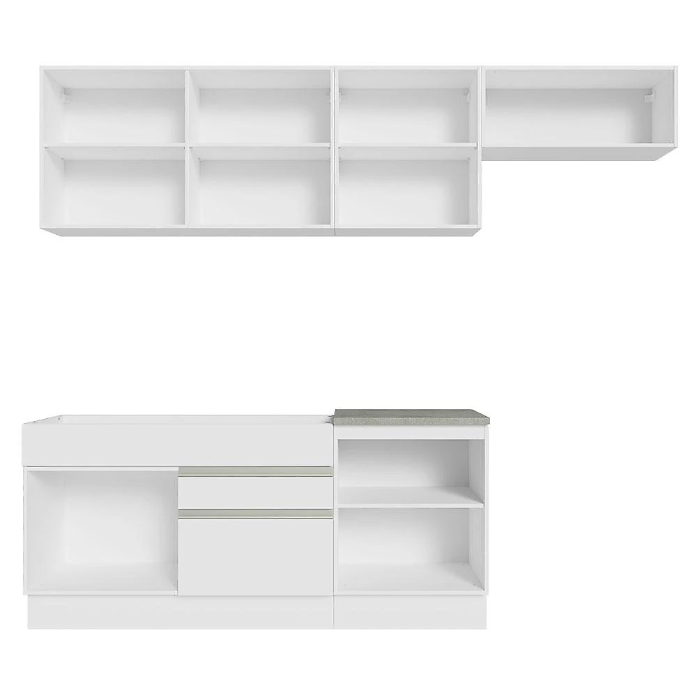 Armário de Cozinha Completa 260cm Branco Glamy Madesa 03 Branco