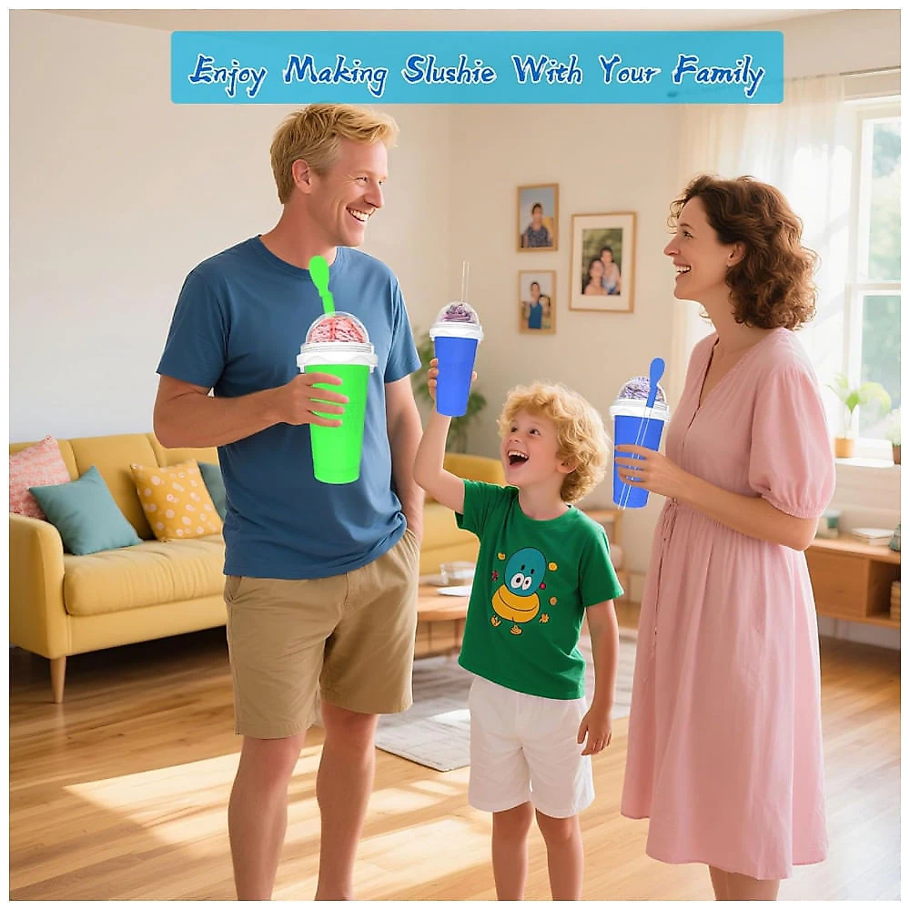 Jairuty Kit 2 Copos Mágicos para Slushie 350ml - Faça Milk Shakes e Sorvetes Caseiros Rápido - Azul e Verde