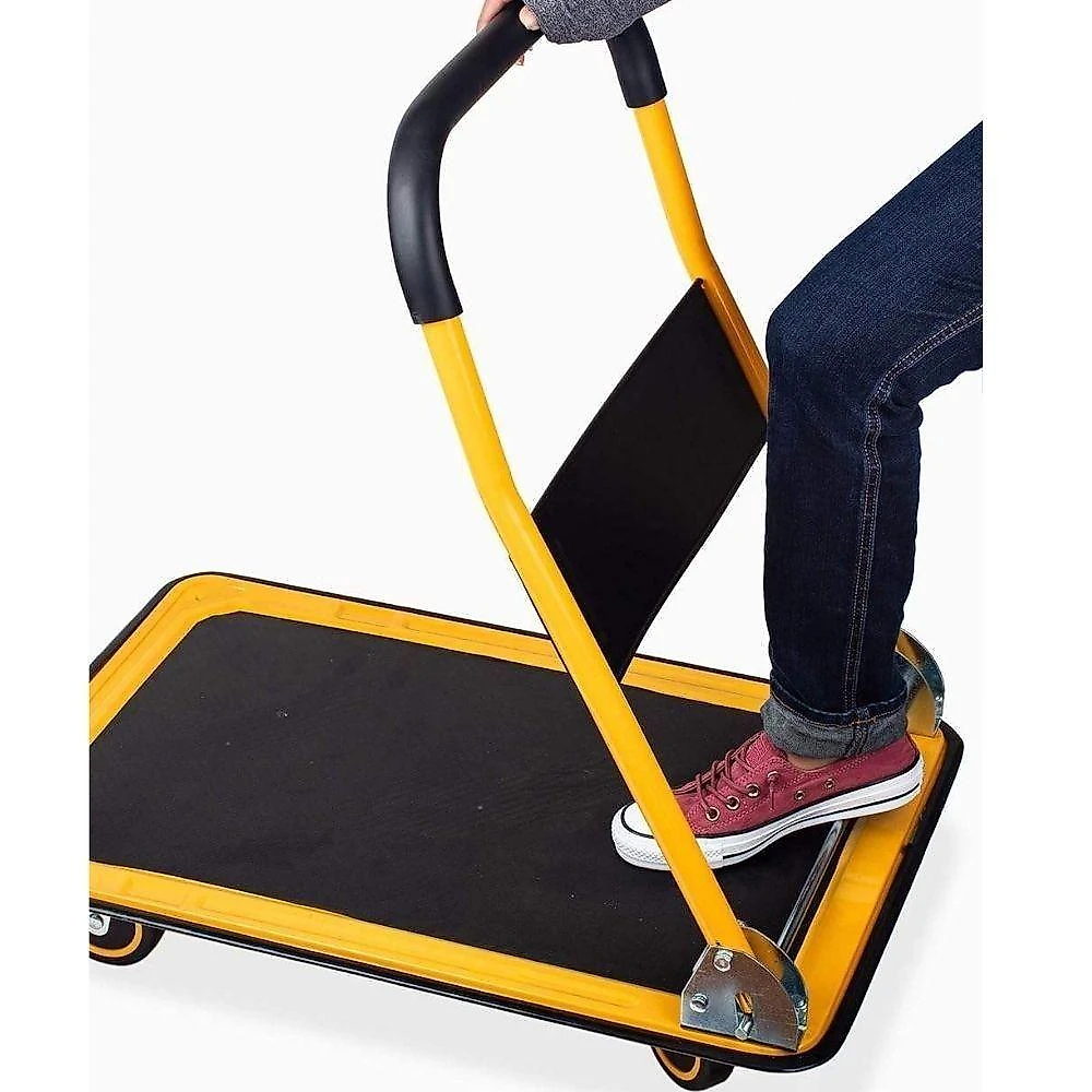 Carrinho de Carga Plataforma 150KG Dobrável 4 Rodas Amarelo e Preto Yeet