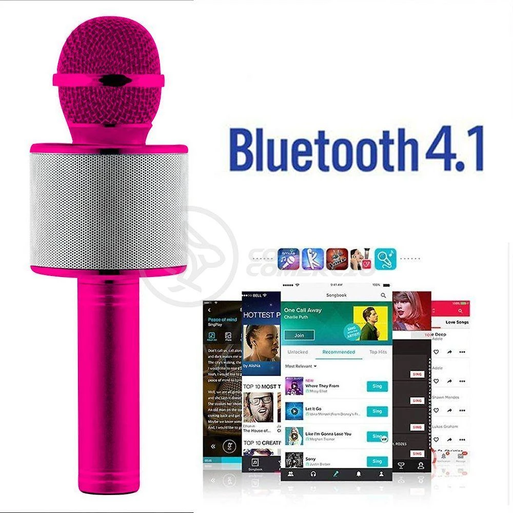 Microfone Bluetooth Karaokê Sem Fio Rosa Pink
