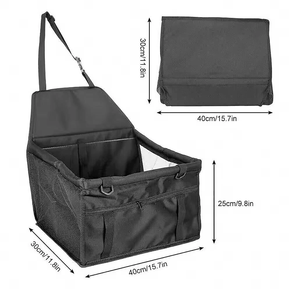 Cadeirinha Pet Transporte Assento Cachorro Gato Carro Viagem Passeio Dobrável Com Bolso Preta