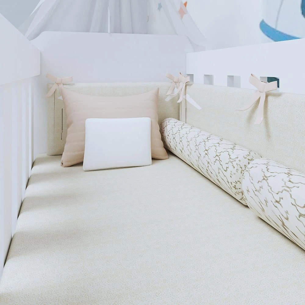 Quarto de Bebê Completo com Cômoda, Mini Berço com Colchão e Guarda Roupas Lila Branco