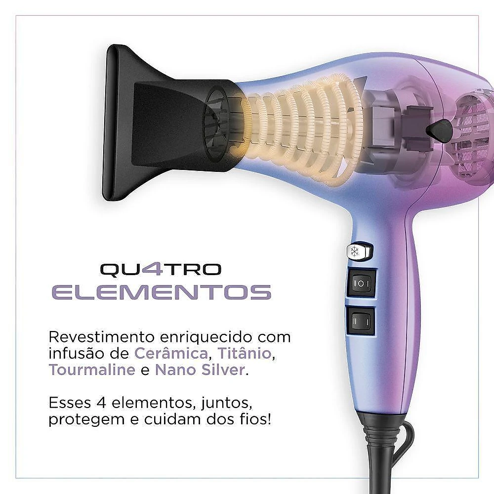 Secador de cabelo by juliette scp-ju-03 1200w cerâmica mondial 220v