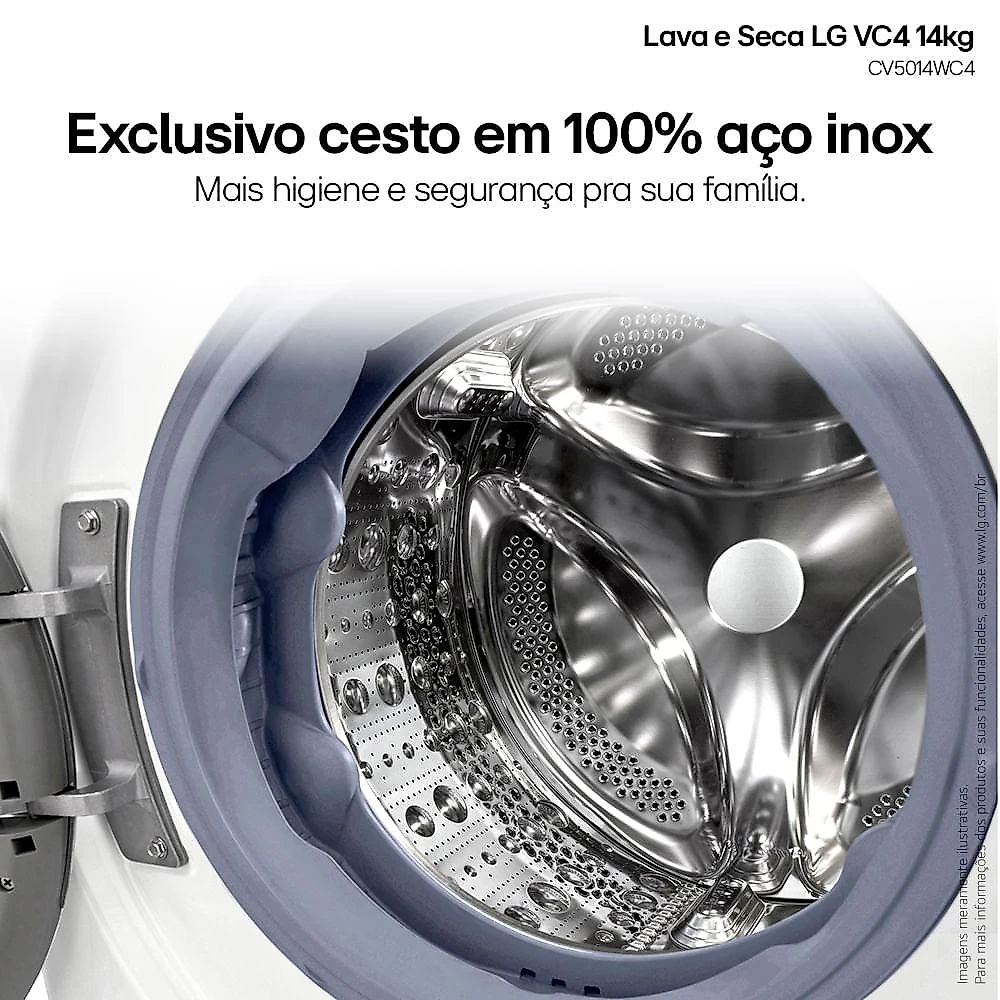 Lava e Seca LG 14kg Inteligência Artificial AIDD Branca VC4 127V