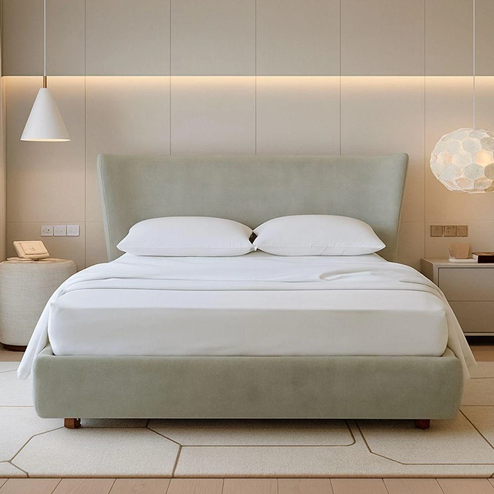 Cama Japonesa King Corea Seo com Cabeceira Madeira Eucalipto Verde Clarinho Sallar Home
