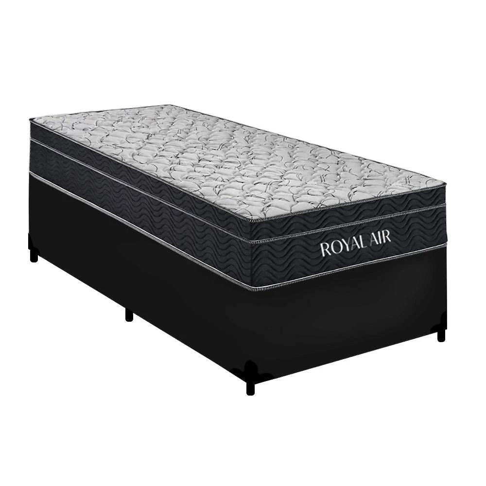 Cama Box Solteiro Royal Air Pillow Top Molas Ensacadas Sintético Preto