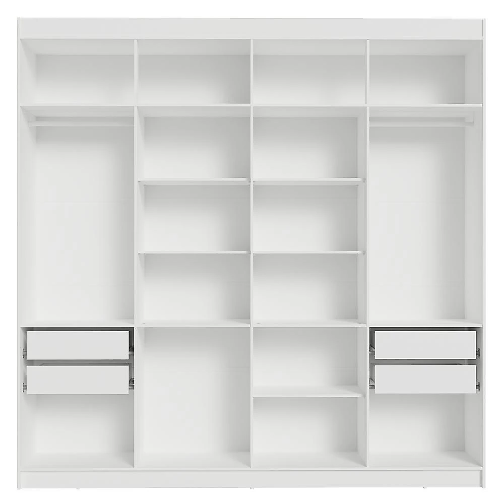 Guarda-roupa casal 8 portas batentes branco/branco/preto saturno madesa
