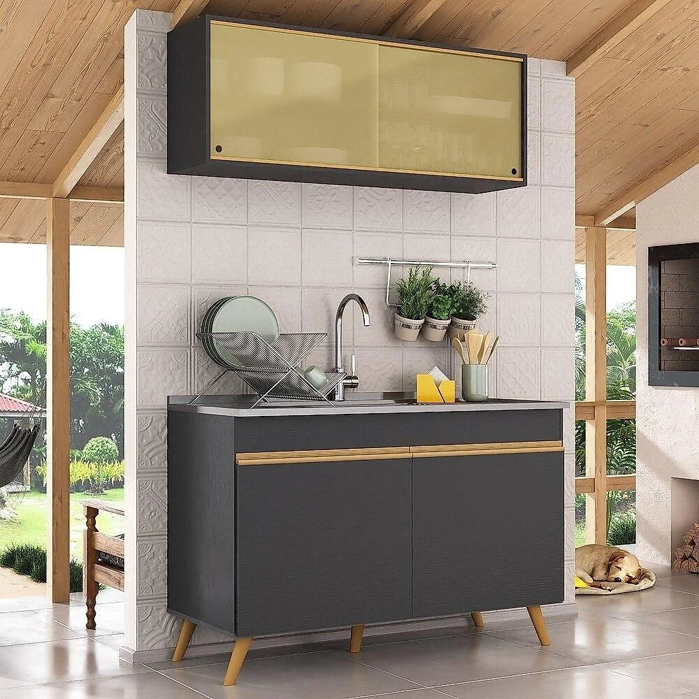 Armário De Cozinha Compacta 120cm Multimóveis V2140/dourado