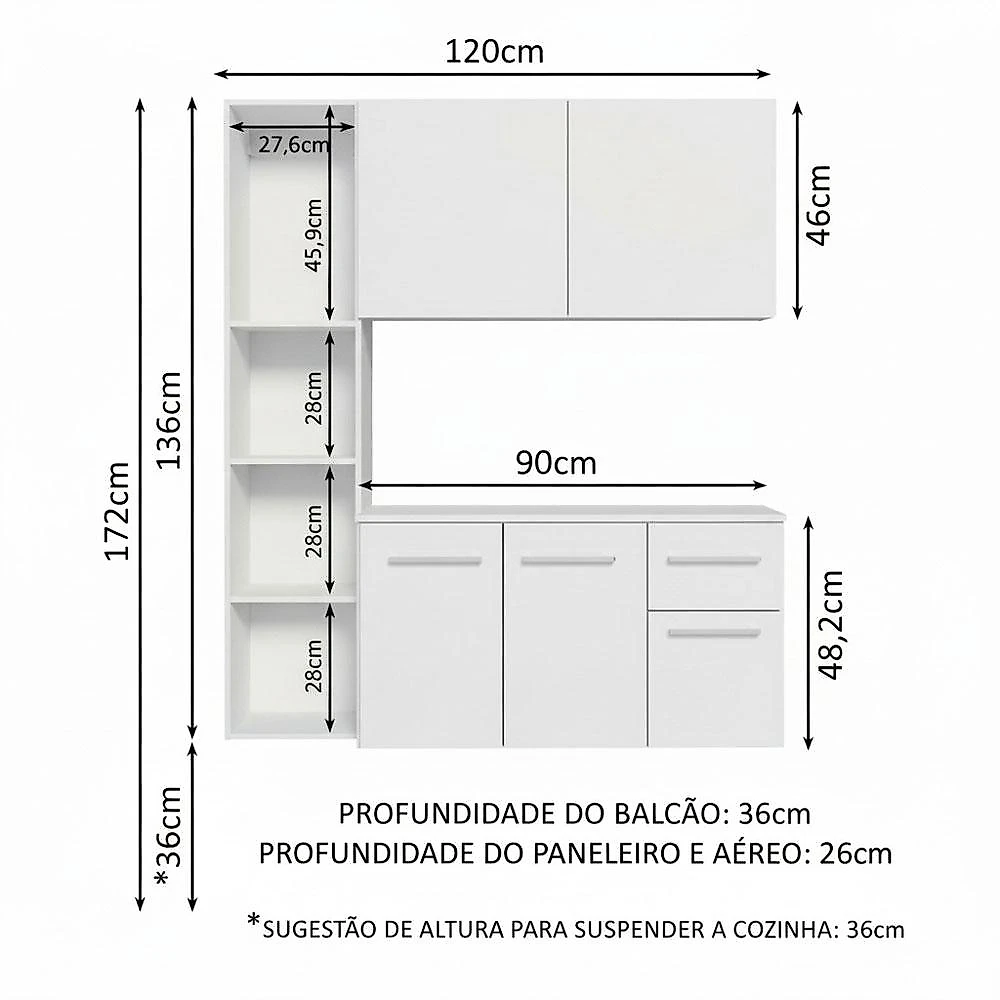 Miniatura Armário de Cozinha Compacta 120cm Easy Madesa Branco