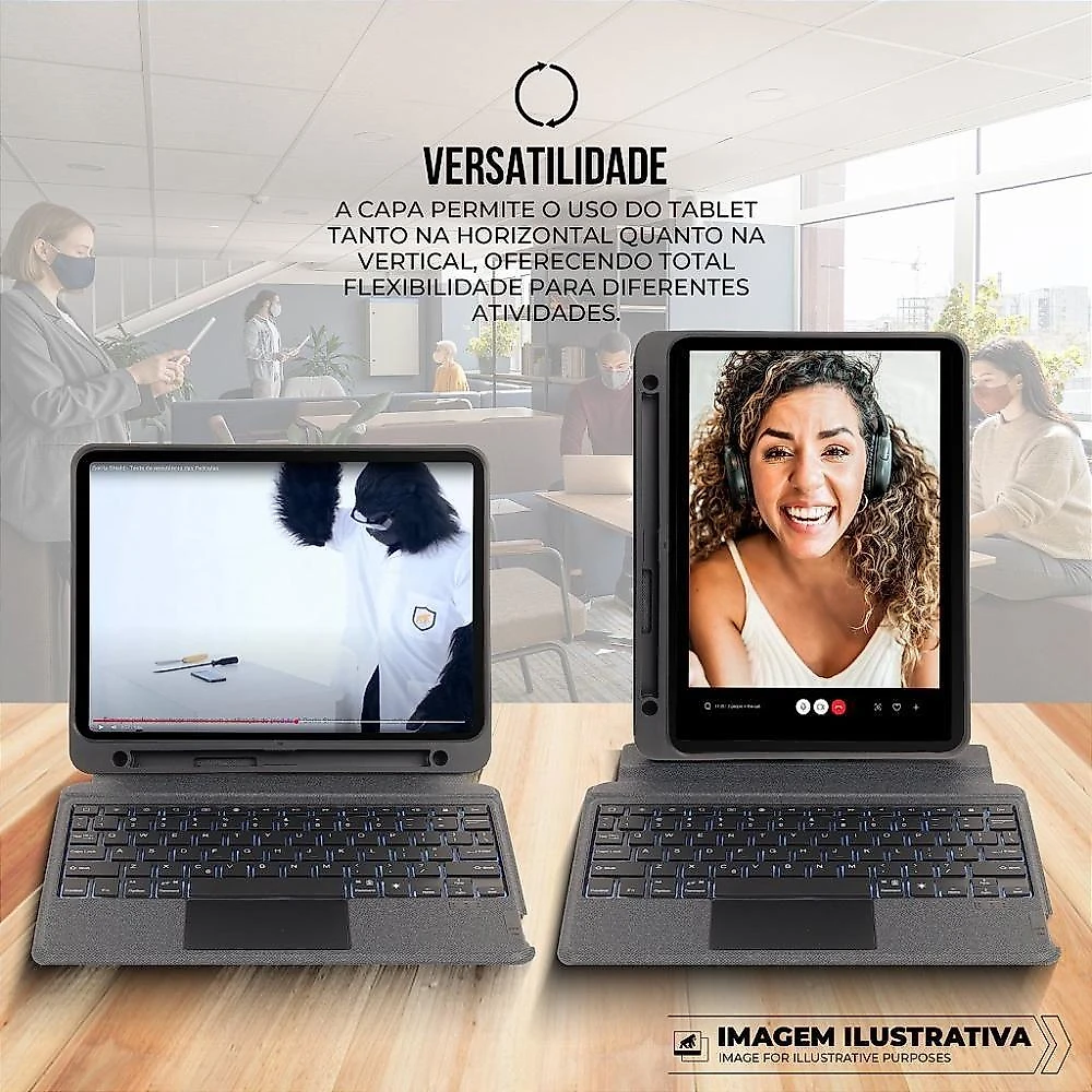 Capa para Ipad Hybrid com Teclado Bluetooth ABNT2 e Touchpad Cinza Gshield