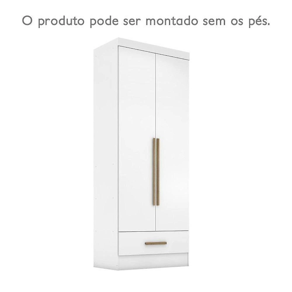 Closet Modulado de Canto 3 Peças 2 Gavetas Smart Plus Branco