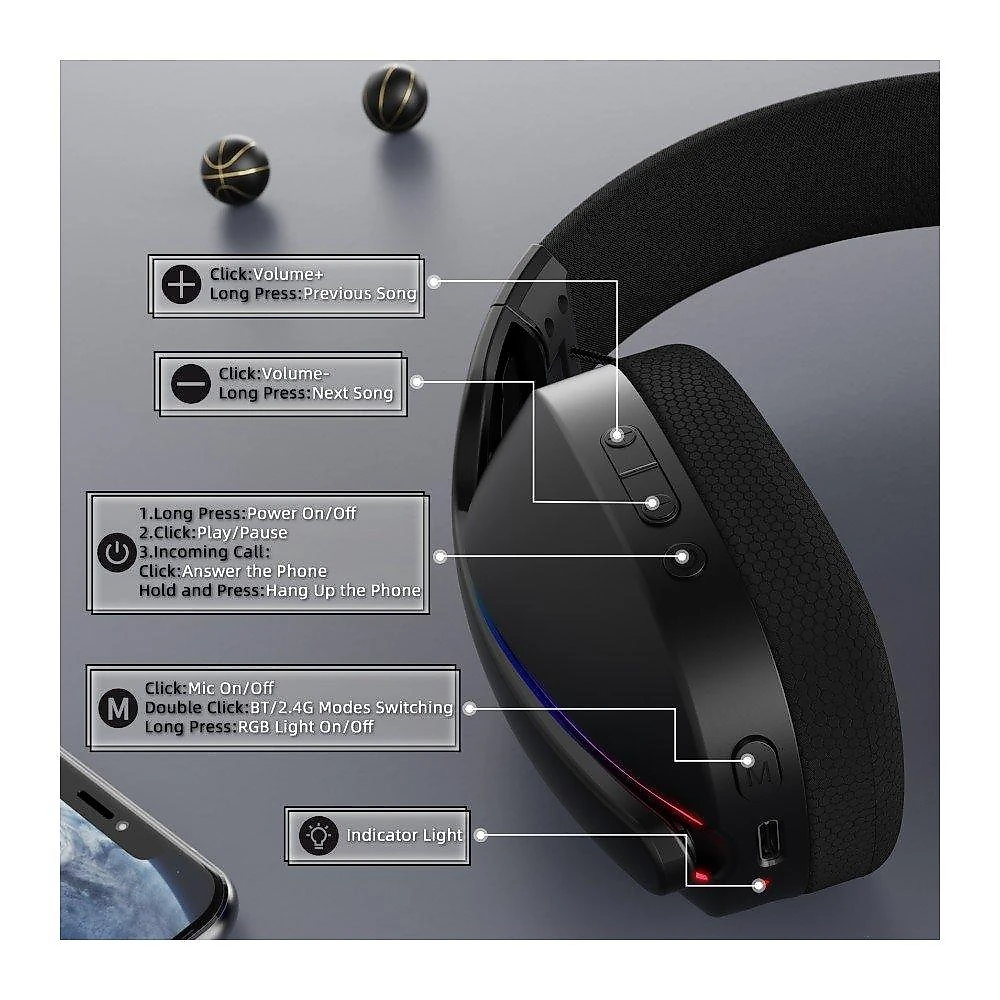 Headset Gamer Sem Fio Attack Shark L90, Bluetooth, High Fidelity, Preto - L90