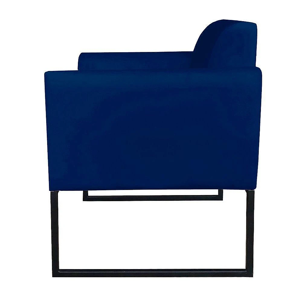 Kit 01 Namoradeira 02 Poltronas Marisa Azul Marinho Preto