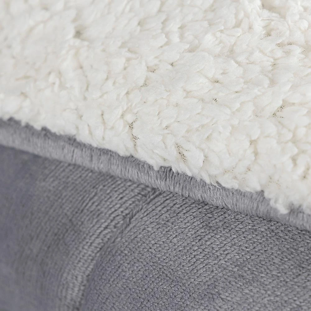 Coberdrom apollo queen sherpa pele de carneiro + manta flannel - cinza